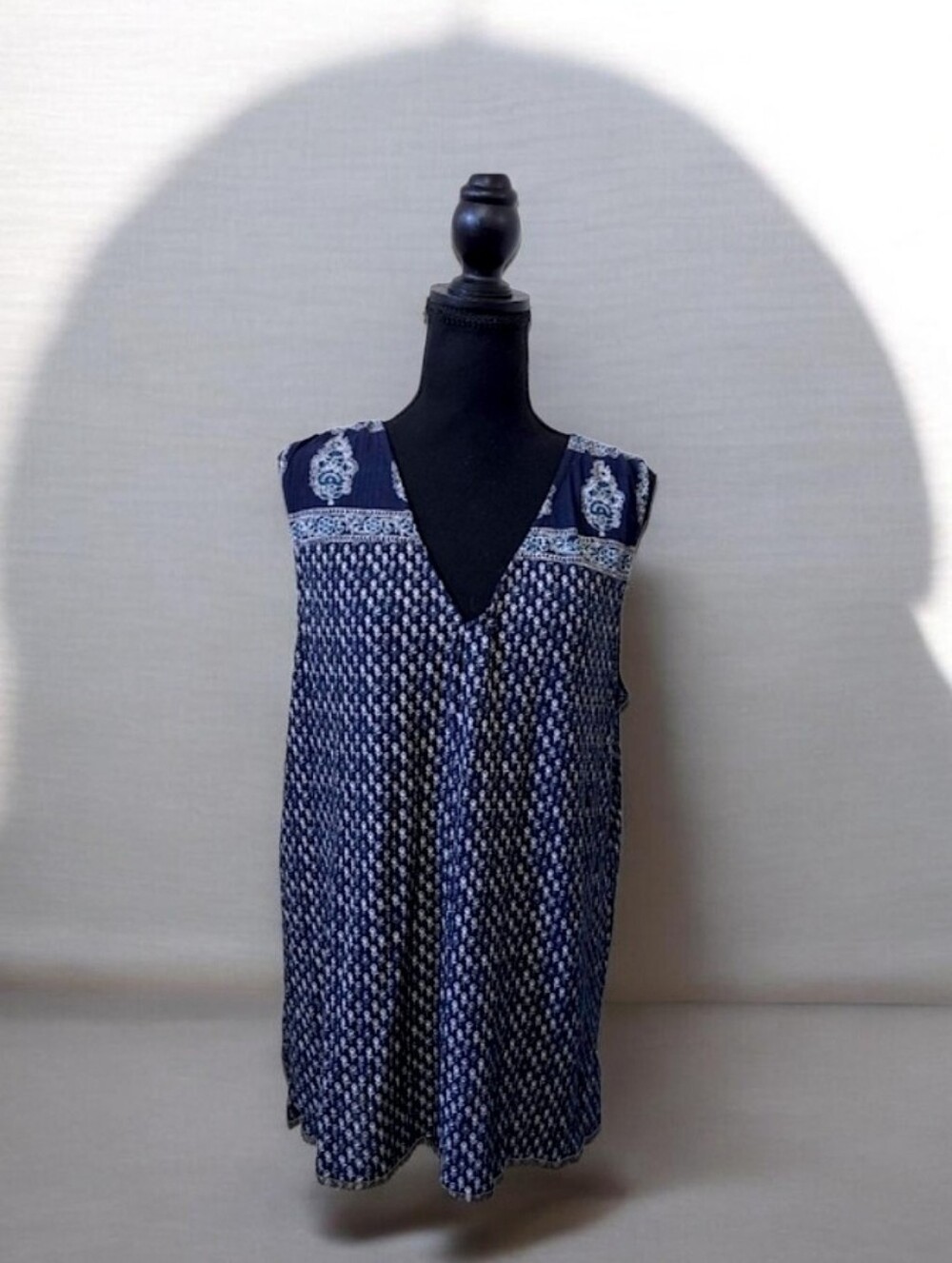 Lucky Brand Navy Patterned Top Sleeveless L